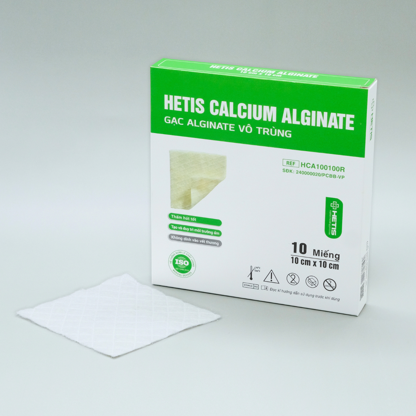 Gạc Alginate vô trùng HETIS CALCIUM ALGINATE